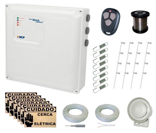 Kit Cerca Eletrica com Alarme Shock Control ECP para 90 Metr